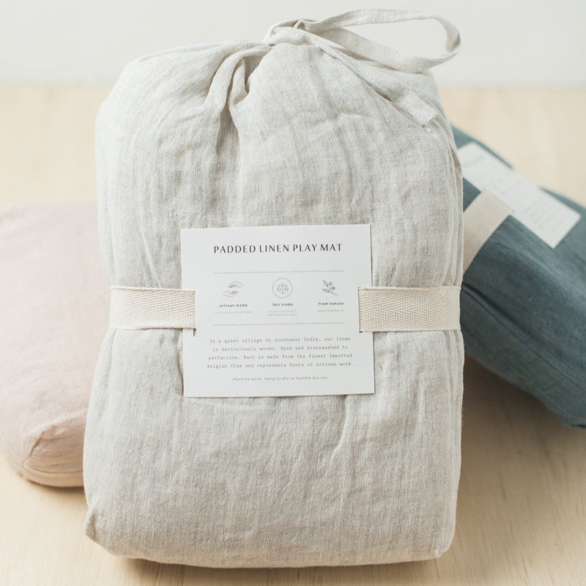 Quilted Play Mat - Natural Chambray