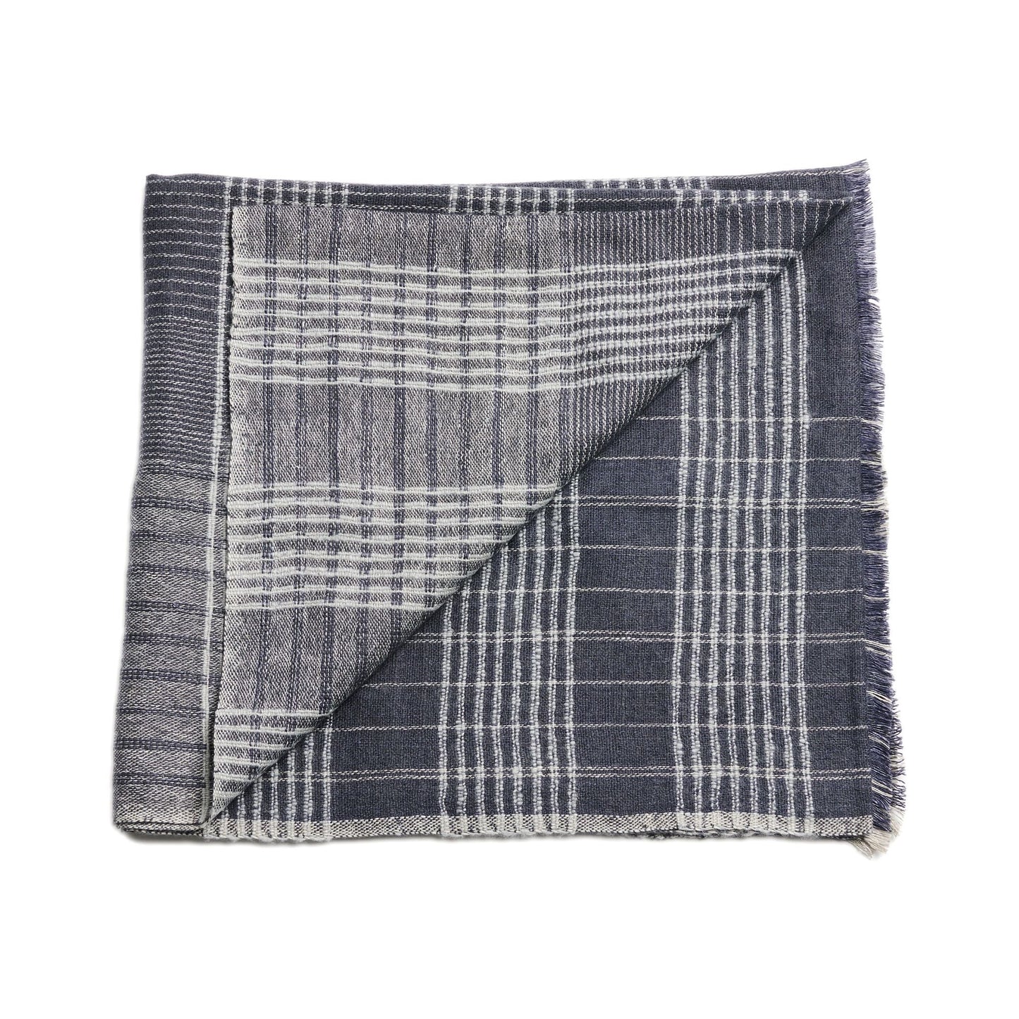 Silica Rose In Shades of Salmon Gray Stripes Pattern Soft Handwoven Merino Throw