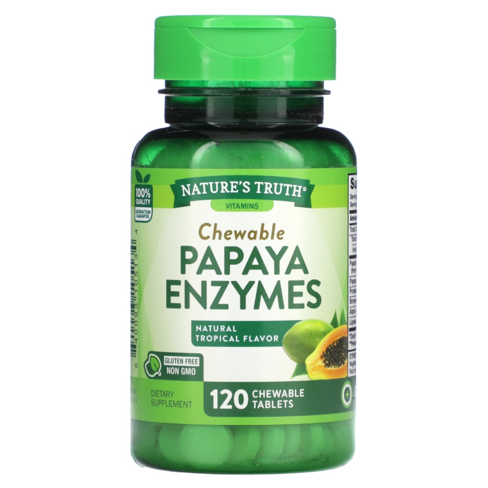 Nature's Truth Papaya Enzymes Chewable Tablets - Natural Tropical Flavor 120ct