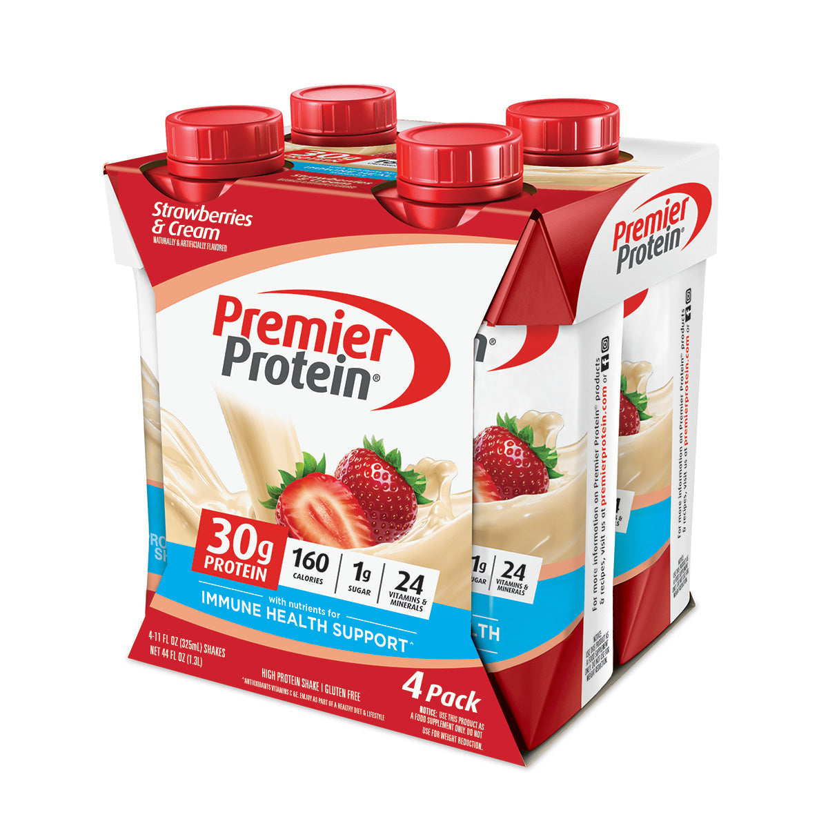 Premier Protein High Shake, Strawberries & Cream, 4 Pack,4ea