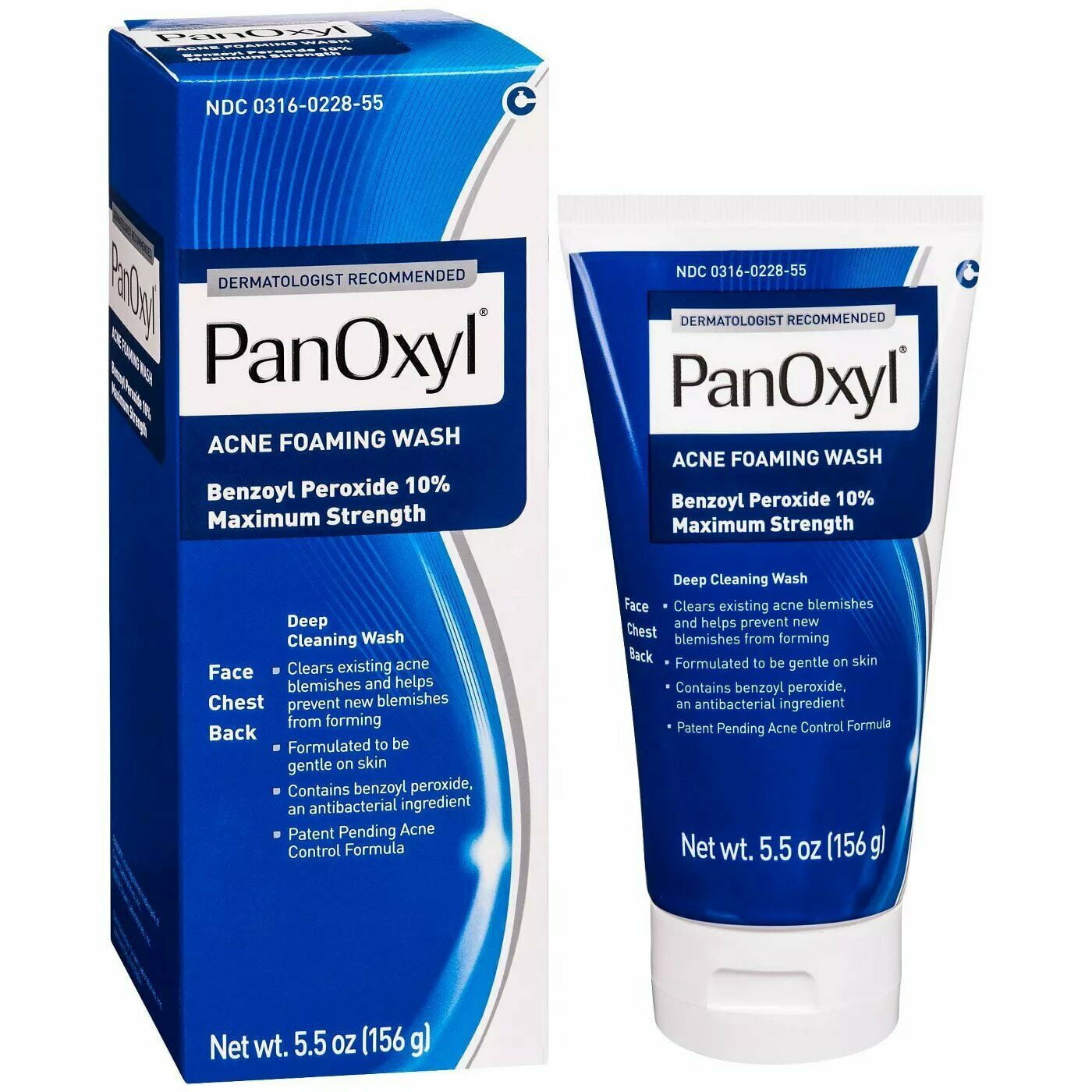 PanOxyl Acne Foaming Face Wash Benzoyl Peroxide 10% Maximum Strength 5.5 Oz