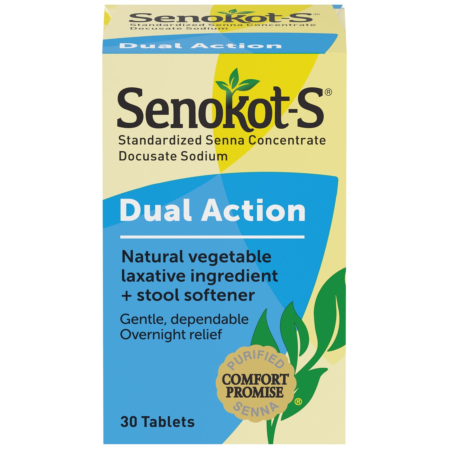 Senokot-S Dual Action Natural Vegetable Laxative Ingredient Plus Stool Softener Tablets