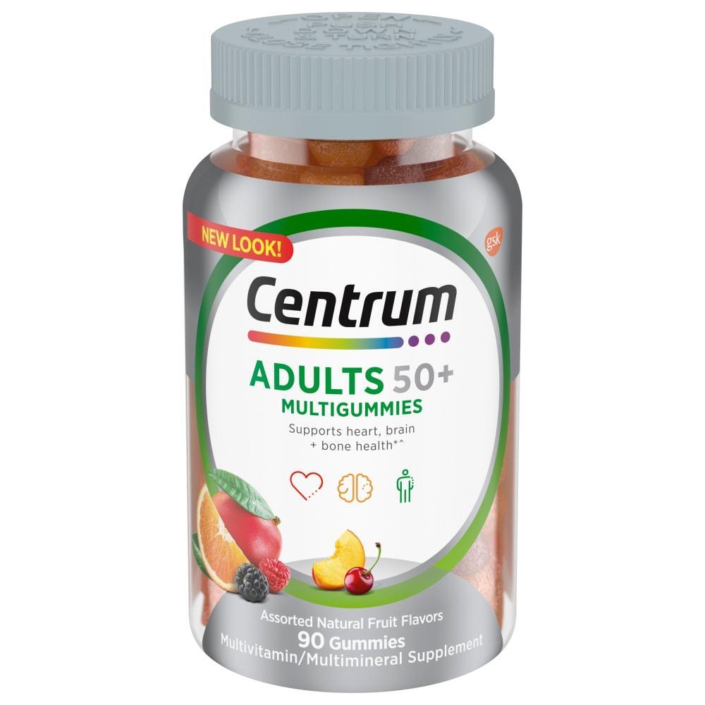 Centrum Adults 50+ Multigummies 90 Gummies Multivitamin Multimineral Supplement Assorted Natural Fruit Flavors