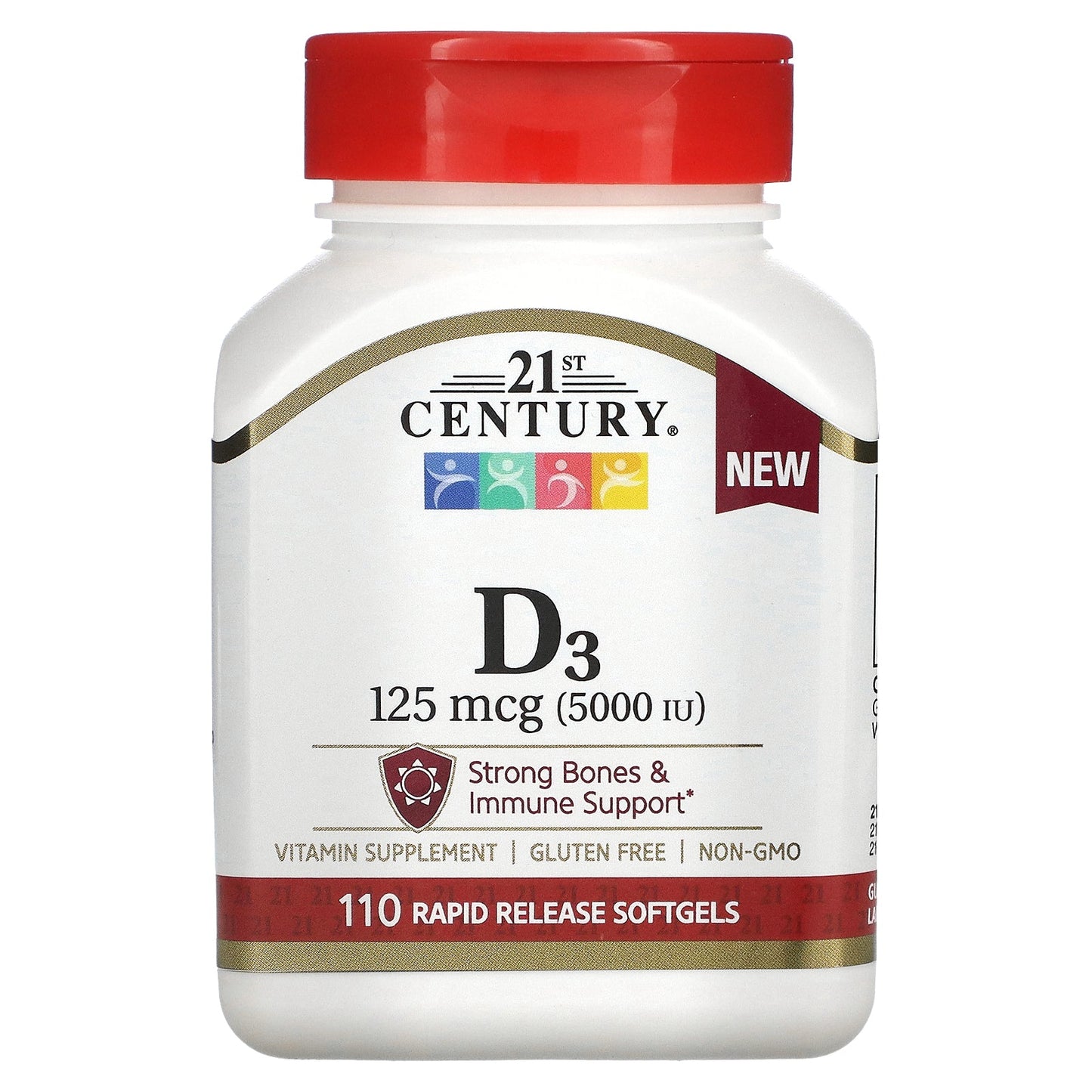 21st Century Vitamin D3 , 125 Mcg, 110 Rapid Release Softgels