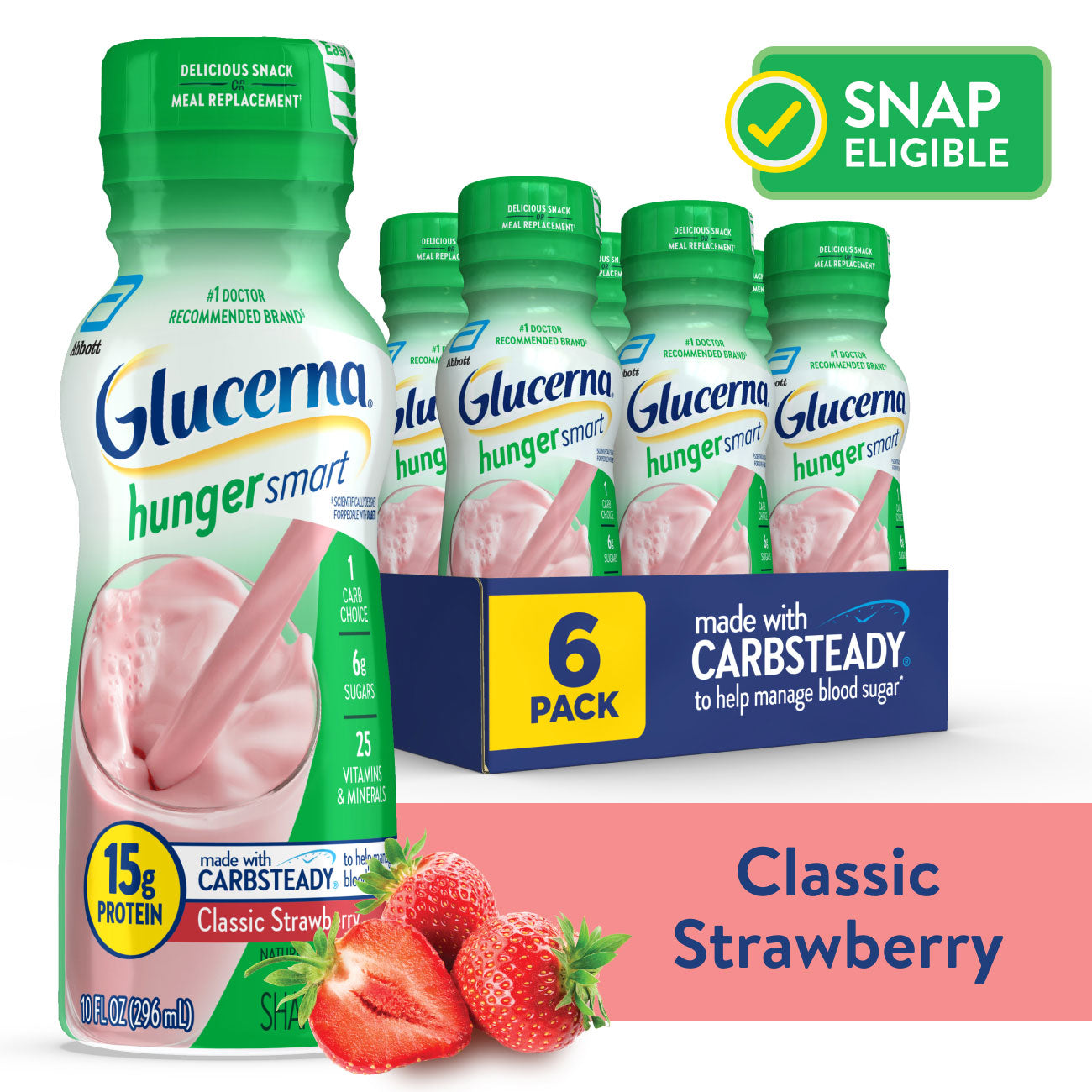 Glucerna Hunger Smart Nutrition Shake - Creamy Strawberry - 6ct/60 Fl Oz