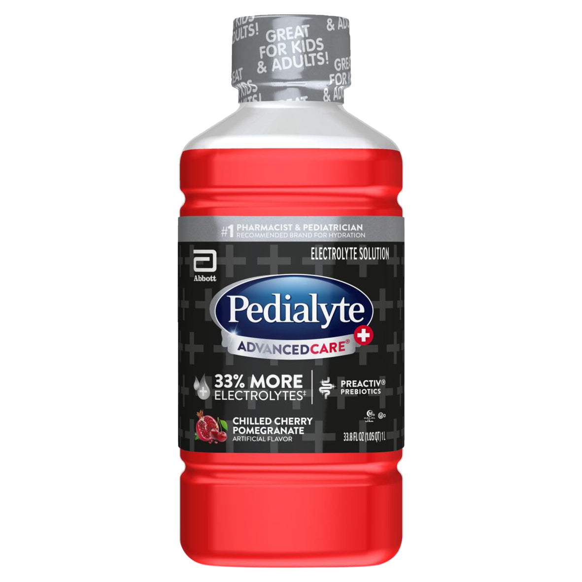 Pedialyte Advanced Care Plus Electrolyte Solution Drink, Chilled Cherry Pomegranate 33.8 Fl Oz
