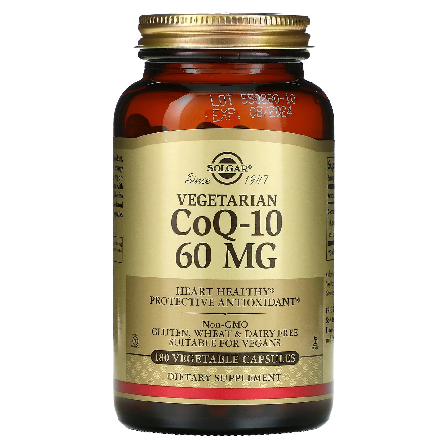 Solgar CoQ-10, 60 Mg, Coenzyme, Vegetarian, 180 Vegetable Capsules