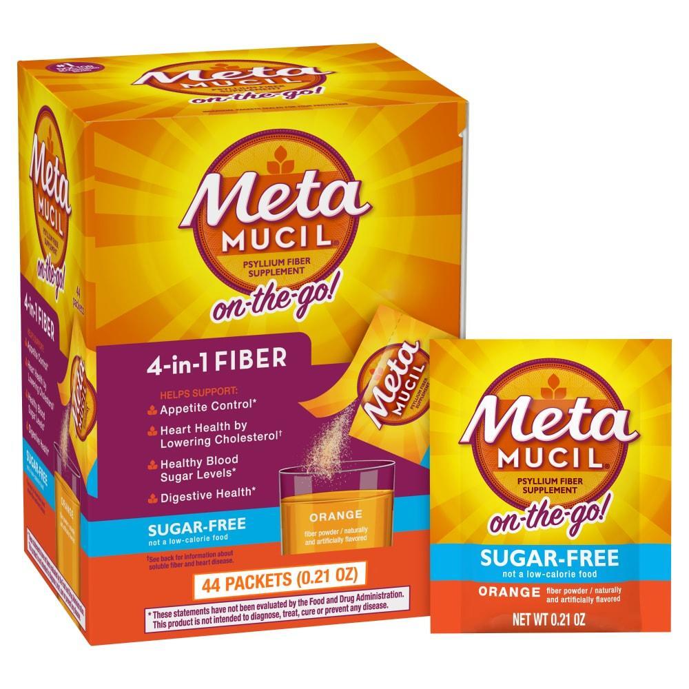 Metamucil Psyllium Daily Fiber Supplement Powder Packets Orange Smooth