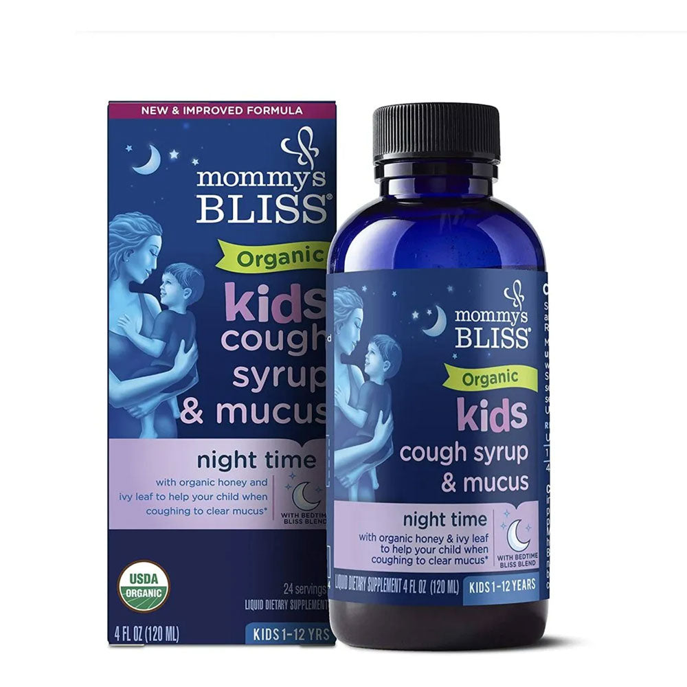 Mommy's Bliss Organic Kids Cough Syrup & Mucus Relief Night Time - 4 Ounce