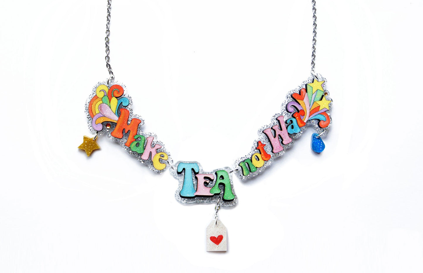 Make Cakes Not War Necklace by Laliblue – Retro Statement Necklace Vintage Inspired