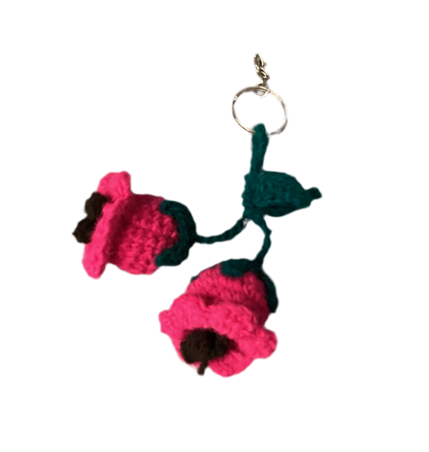 Double flower crochet keychain