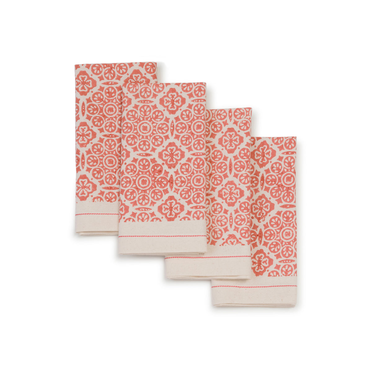 Hand Block Printed Napkins - Set of 4. Cotton - Fair Trade - Artisan Made - Osadia Concept Store