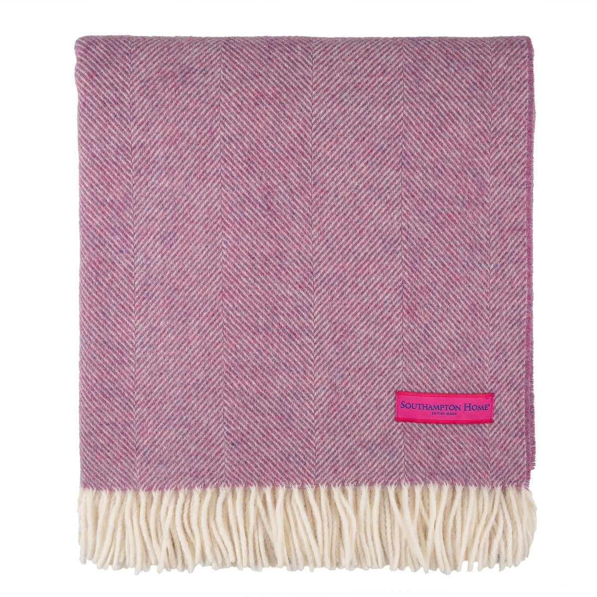 Southampton Home Shetland Lambswool Herringbone Throw – Petal Pink | Woven in England