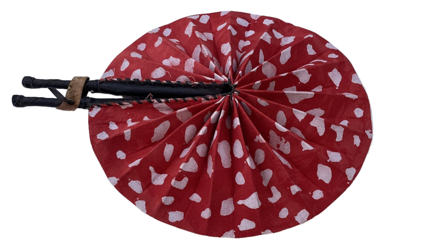 African Wax Print Fan, Handmade in Ghana