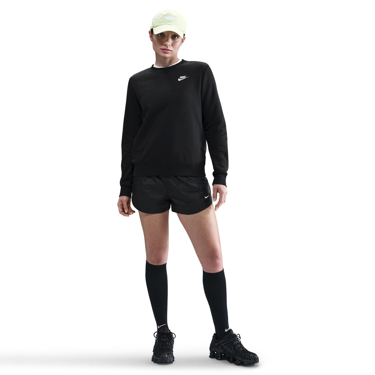 Nike Womens Club Fleece Crewneck - Black/White