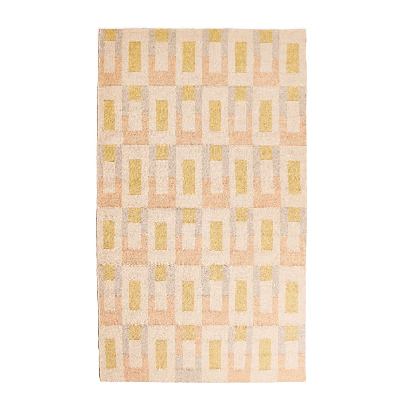 Aari Handwoven Geometric Modern Flat-weave Rug in Calming Hues