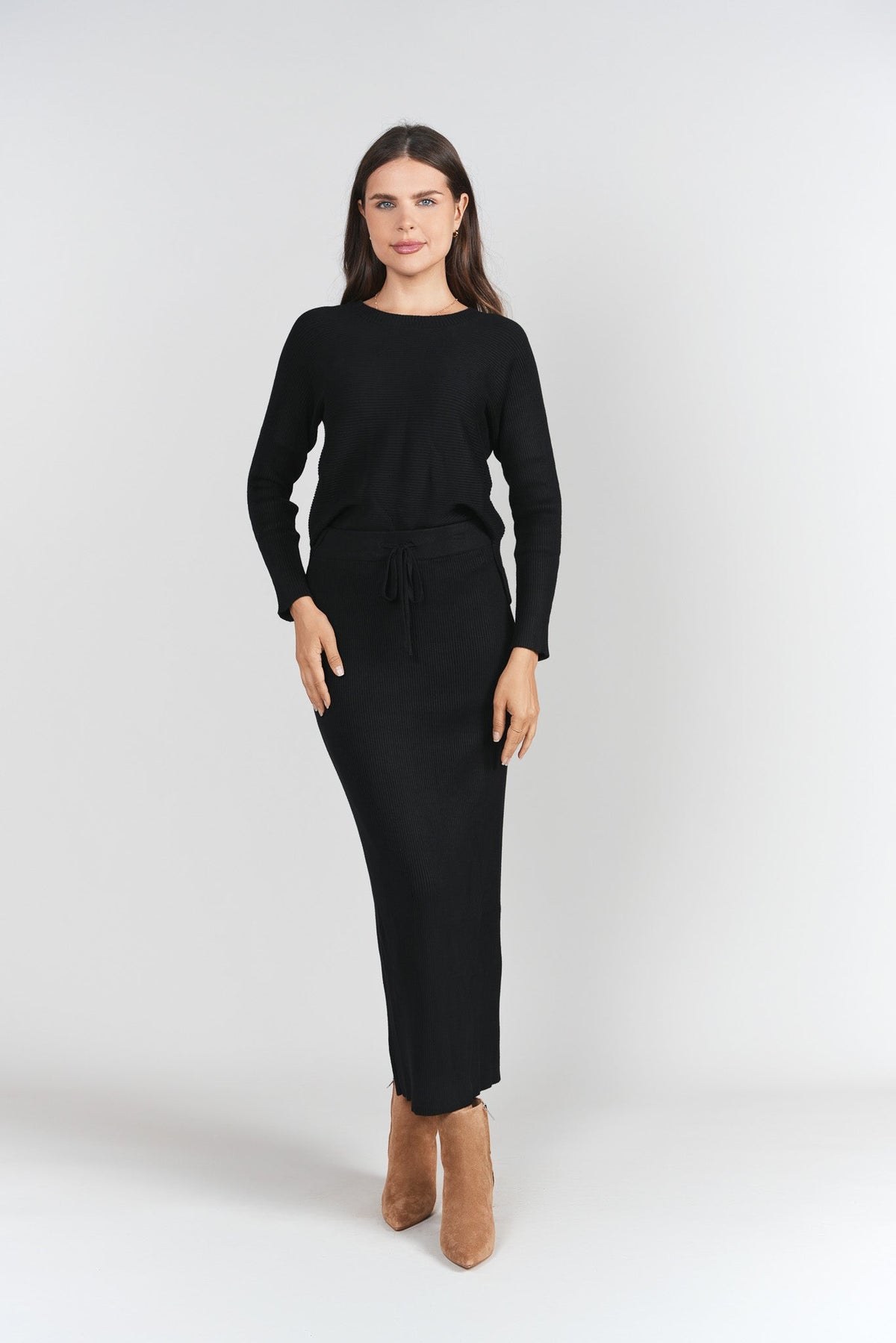 Sweater Rib Skirt- Black