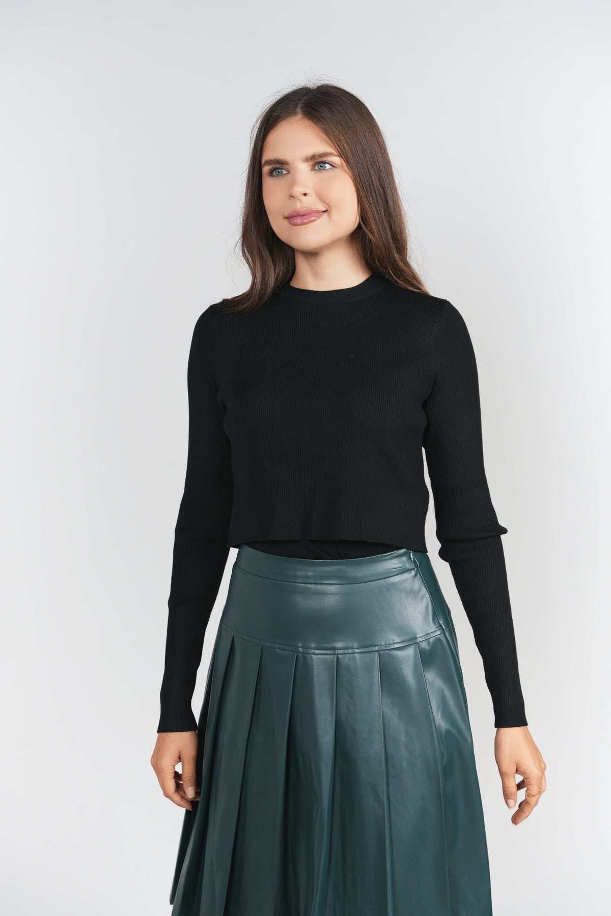 Double Layer Sweater Top- Black