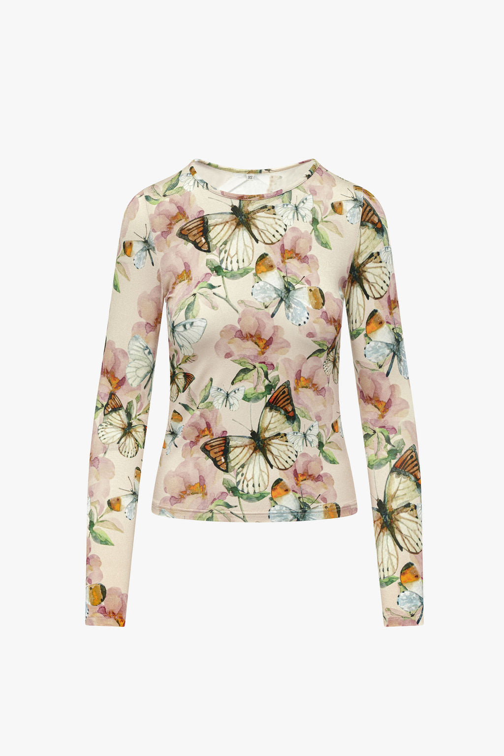 Printed Long Sleeve Tee- Butterflies (size up 1 size)