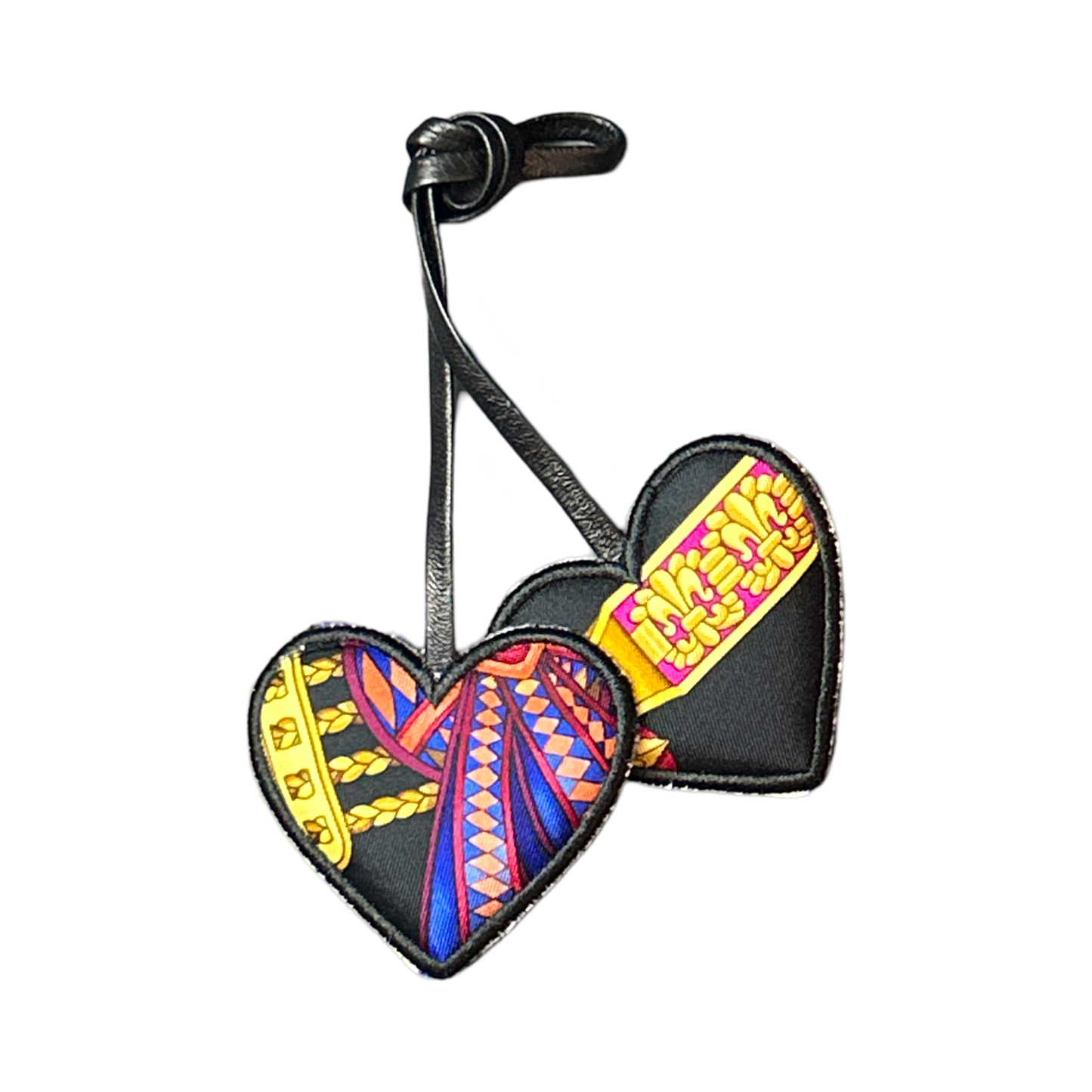 Rubans du Cheval Noir Scarf Double Heart Bag Charm