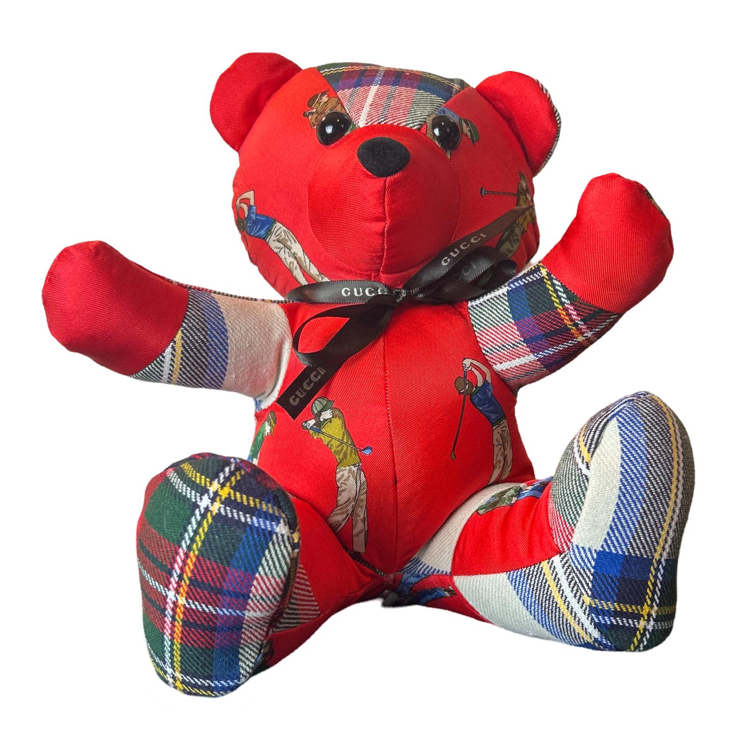 Tee Time Vintage Silk Scarf Patchwork Teddy Bear