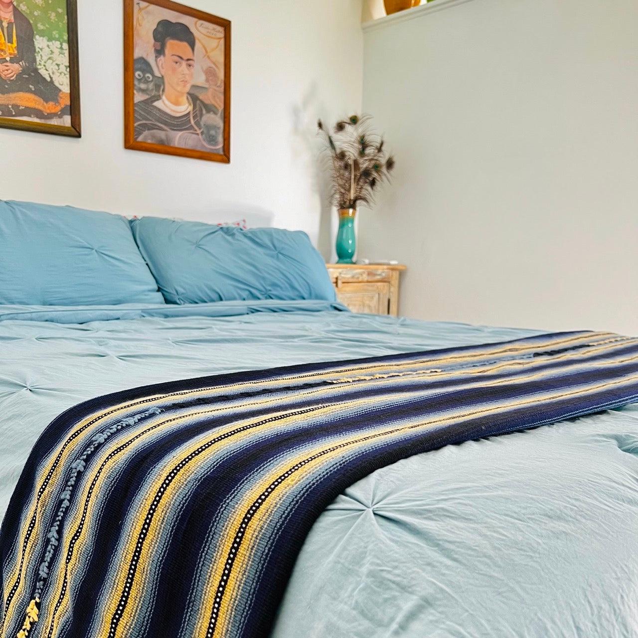 Hacienda Sarape Striped Colorful Blanket - Guatemala