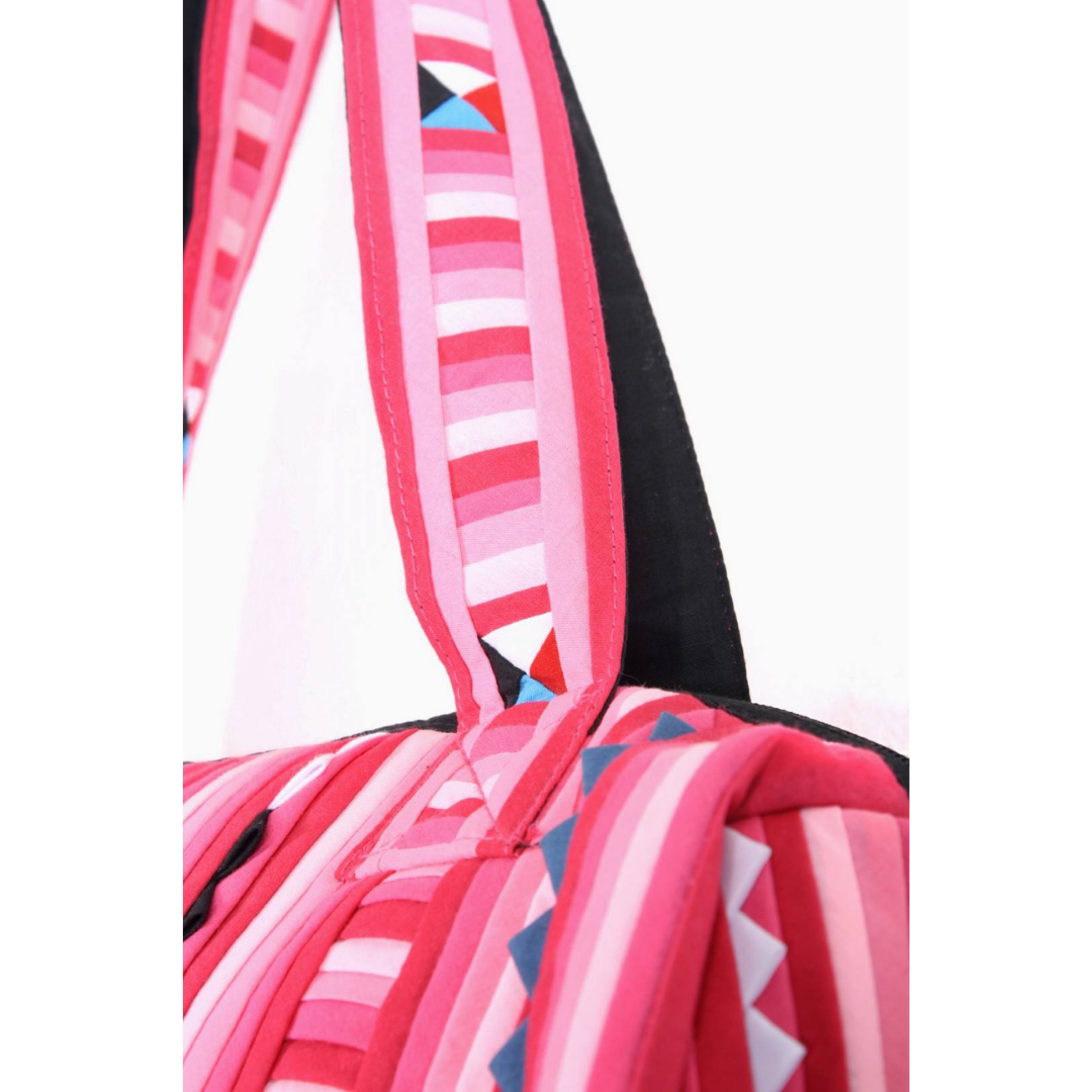 Karen Hill‑Tribe Pink Striped Shoulder Bag — Handwoven Fair‑Trade - Thailand