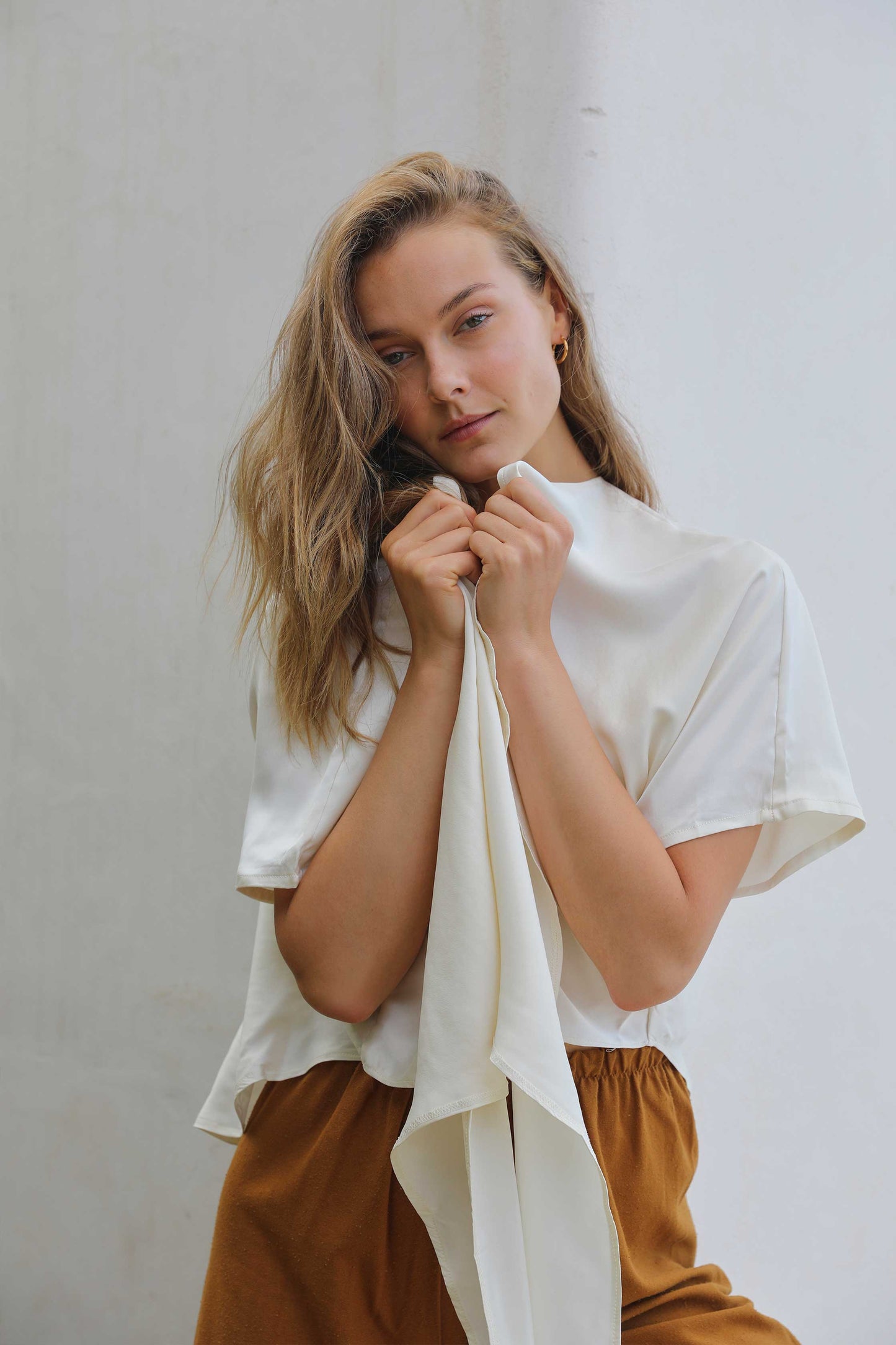 Washed Silk Wrap Blouse