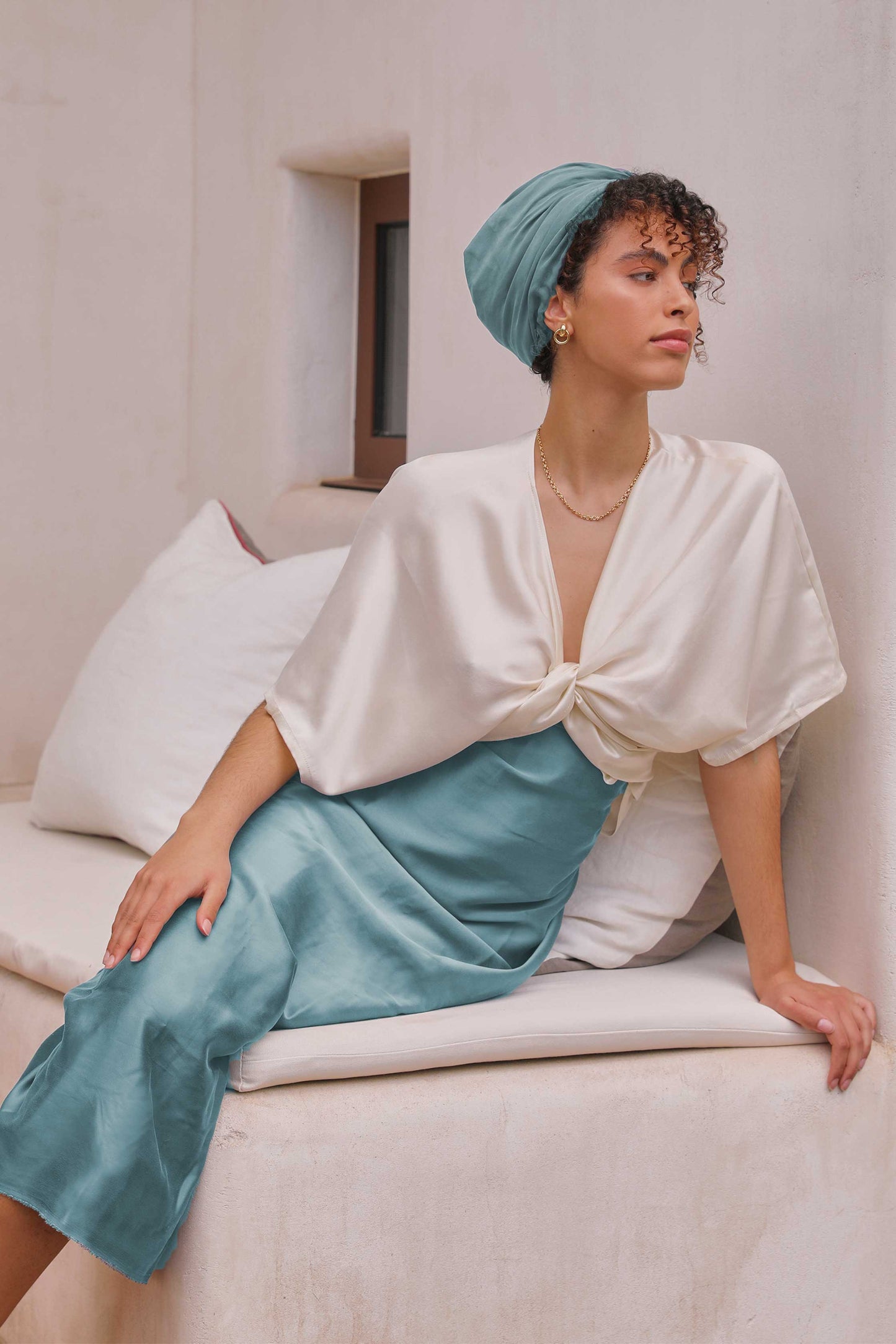 Washed Silk Wrap Blouse