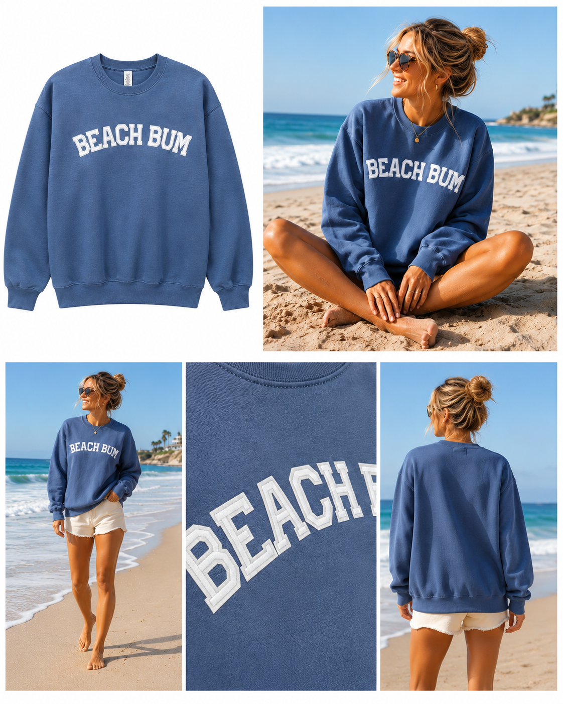 Beach Bum Varsity Patch Crewneck Sweatshirt