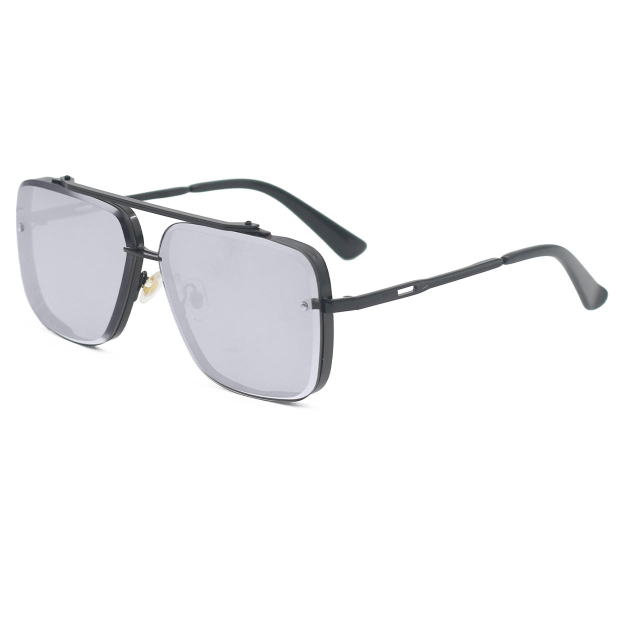 Bella - Chrome Black Oversized Squared Aviators
