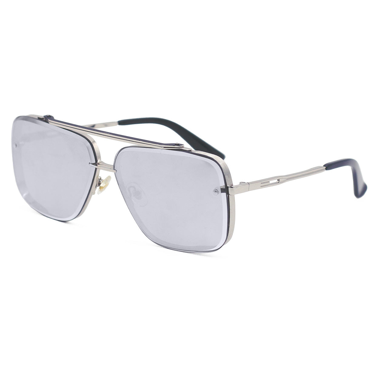 Bella - Chrome Silver Oversized Squared Aviators