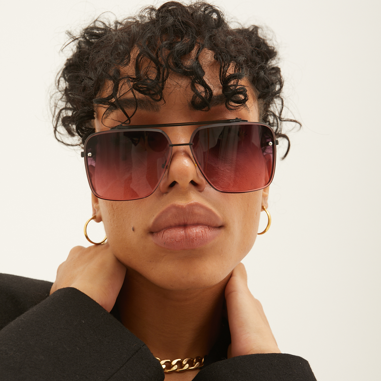 Bella - Ruby Oversized Squared Aviators