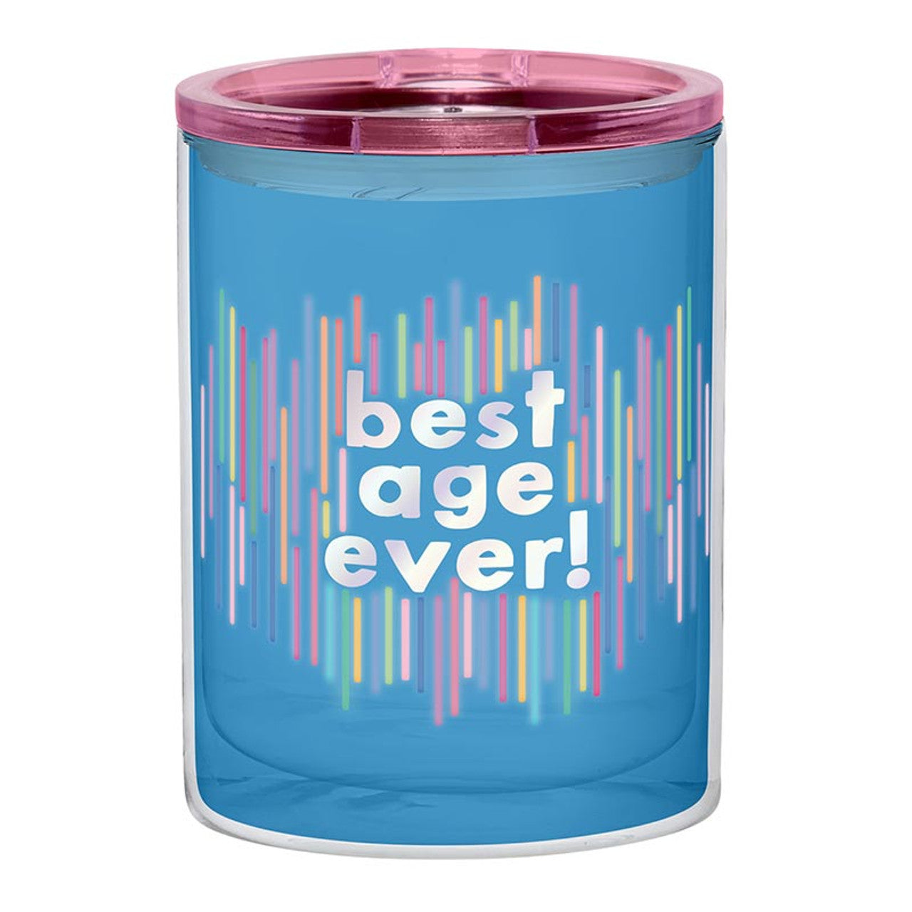 Best Age Ever Birthday Double-Wall Short Tumbler in Blue | Insulated Acrylic Travel Tumbler with Lid