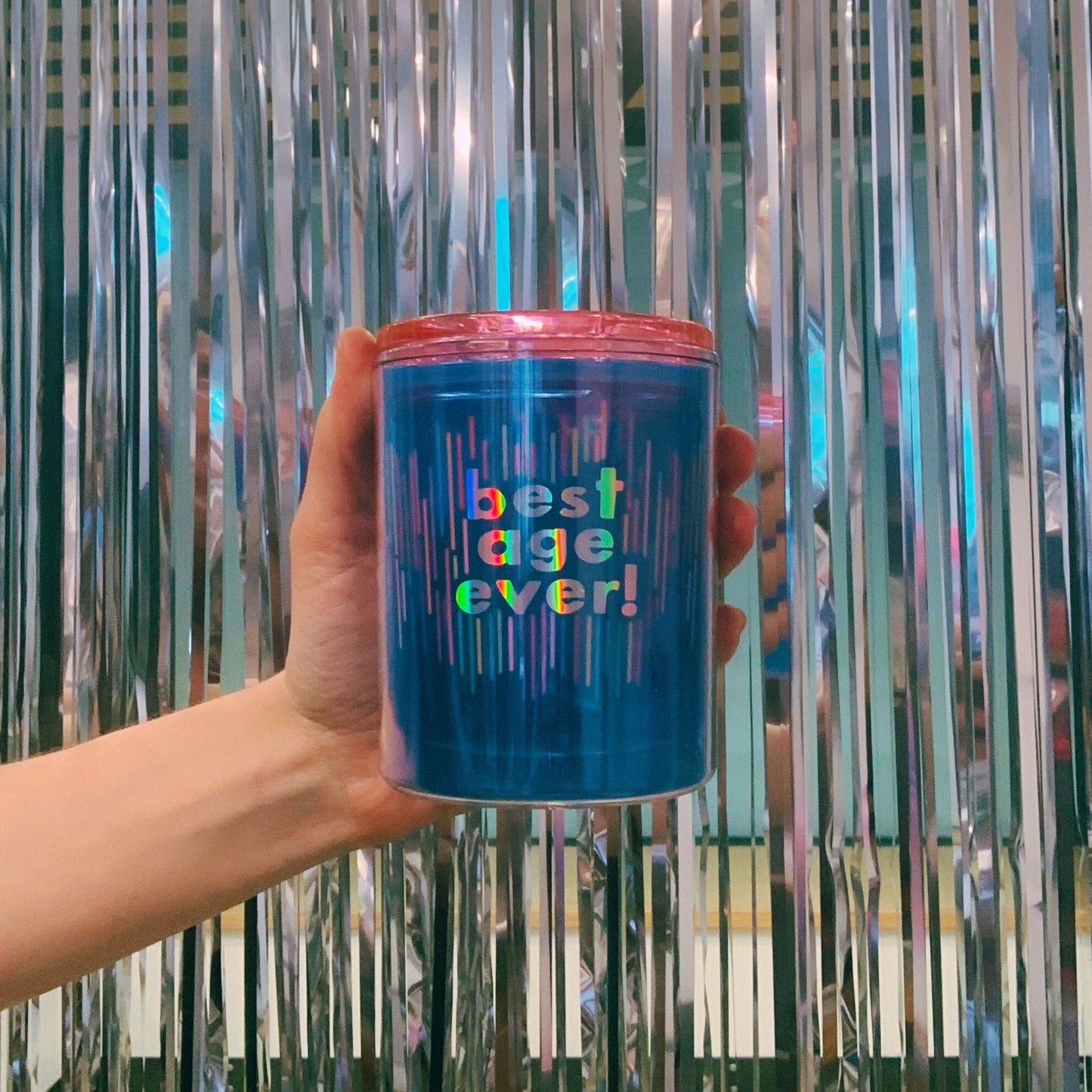 Best Age Ever Birthday Double-Wall Short Tumbler in Blue | Insulated Acrylic Travel Tumbler with Lid