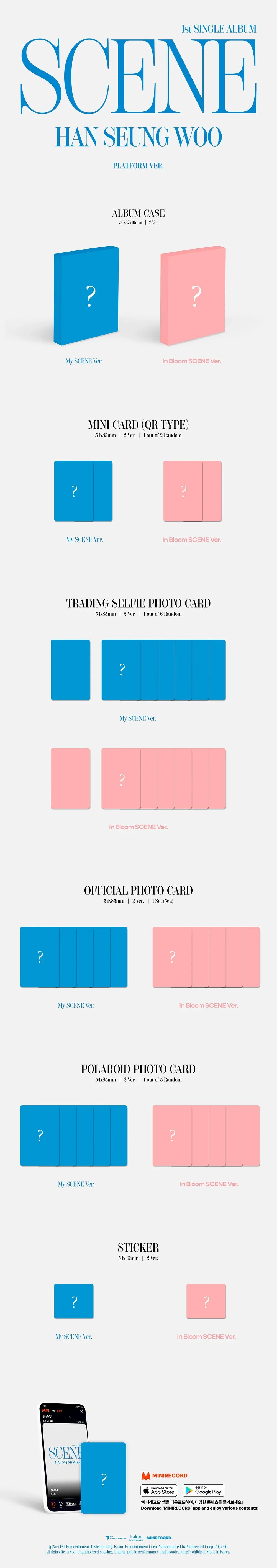 Han Seung Woo 1st Single Album - Scene (Platform Ver My Scene Ver)