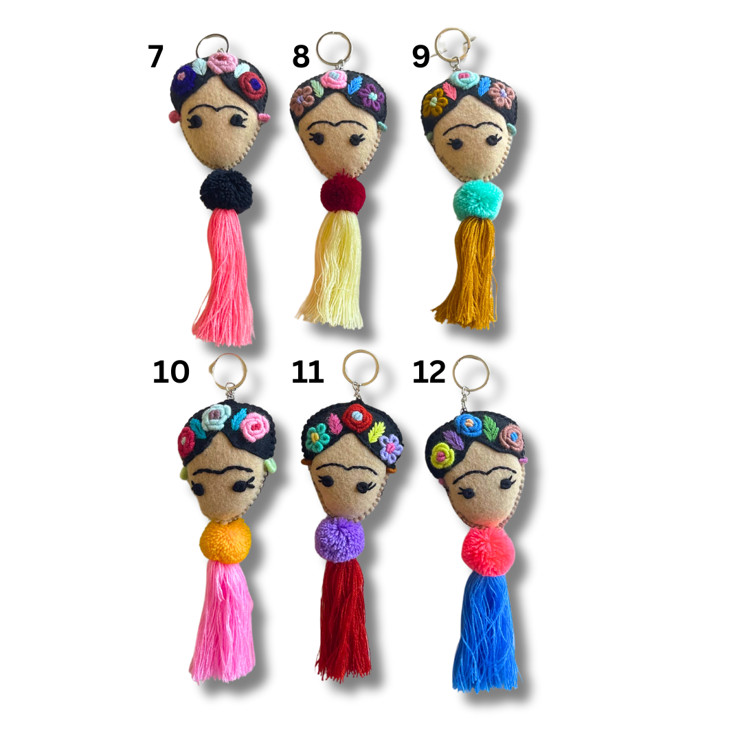 Frida Kahlo Embroidered Keychain / Zipper Pull - Mexico