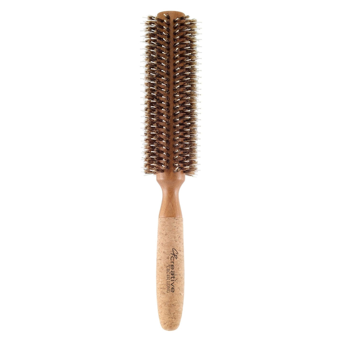 Eco-Friendly Extended 6" Long Cork Barrel Round Hair Brush