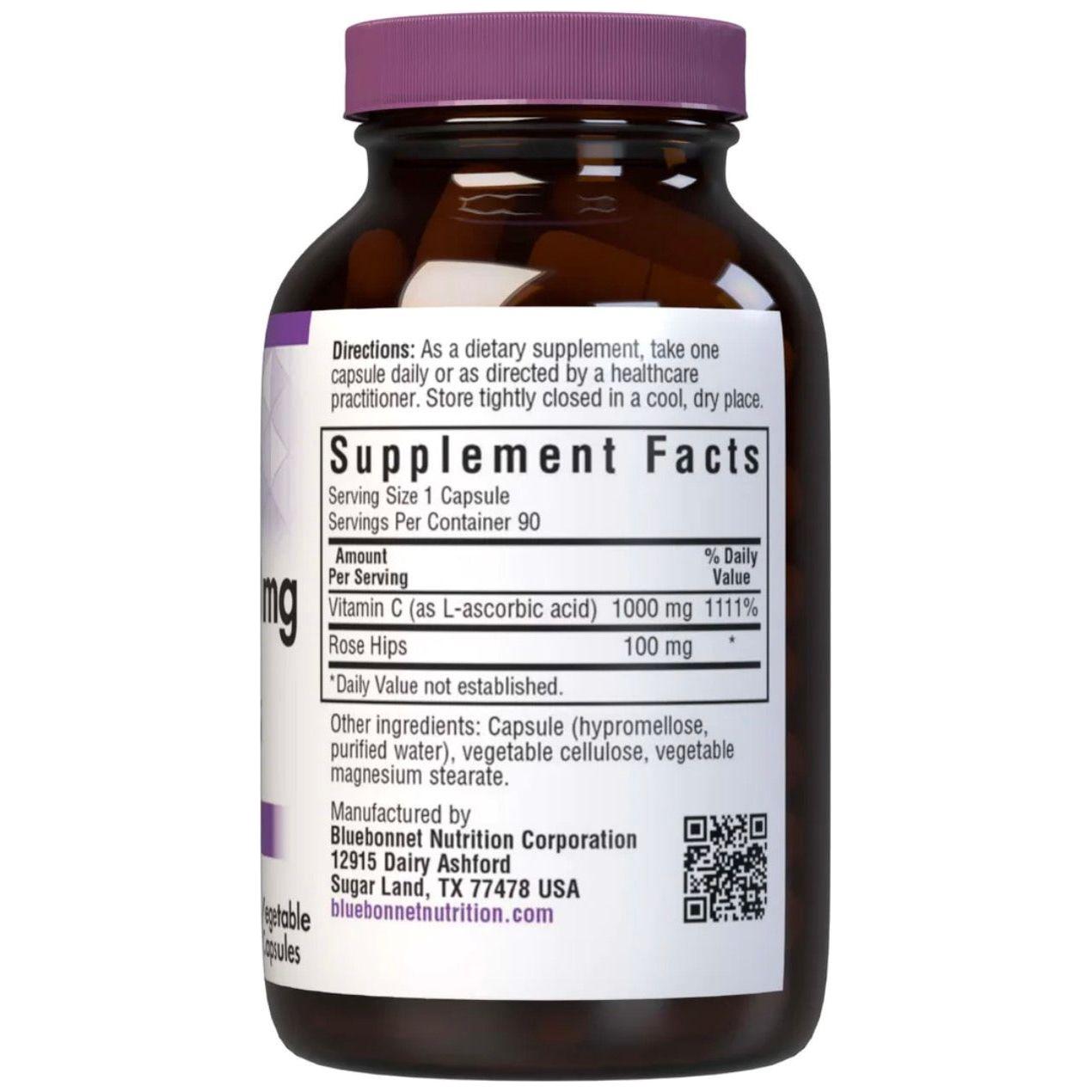 BlueBonnet Vitamin Plus Rosehips C 1000 mg, 90 Vegetable Capsules