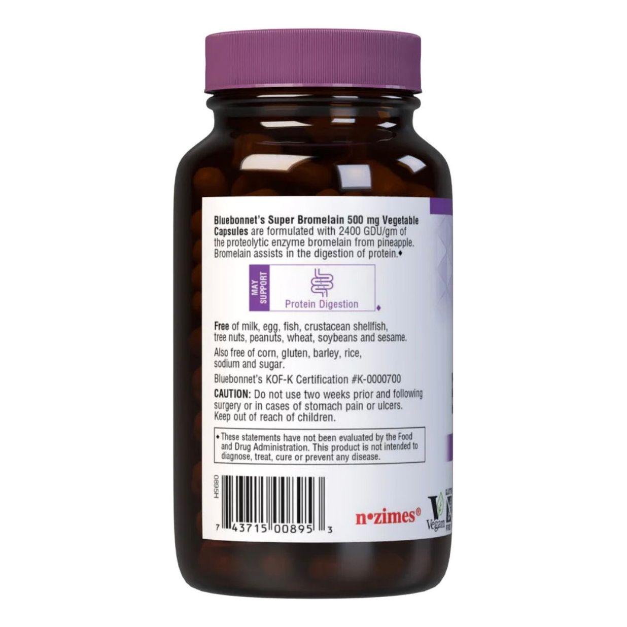 Bluebonnet Super Bromalain 500mg (2400 GDU/gm) 120 Vegetable Capsules
