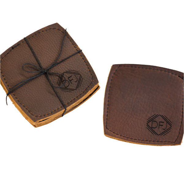 Leather Coasters with DFJ Logo Set of 4