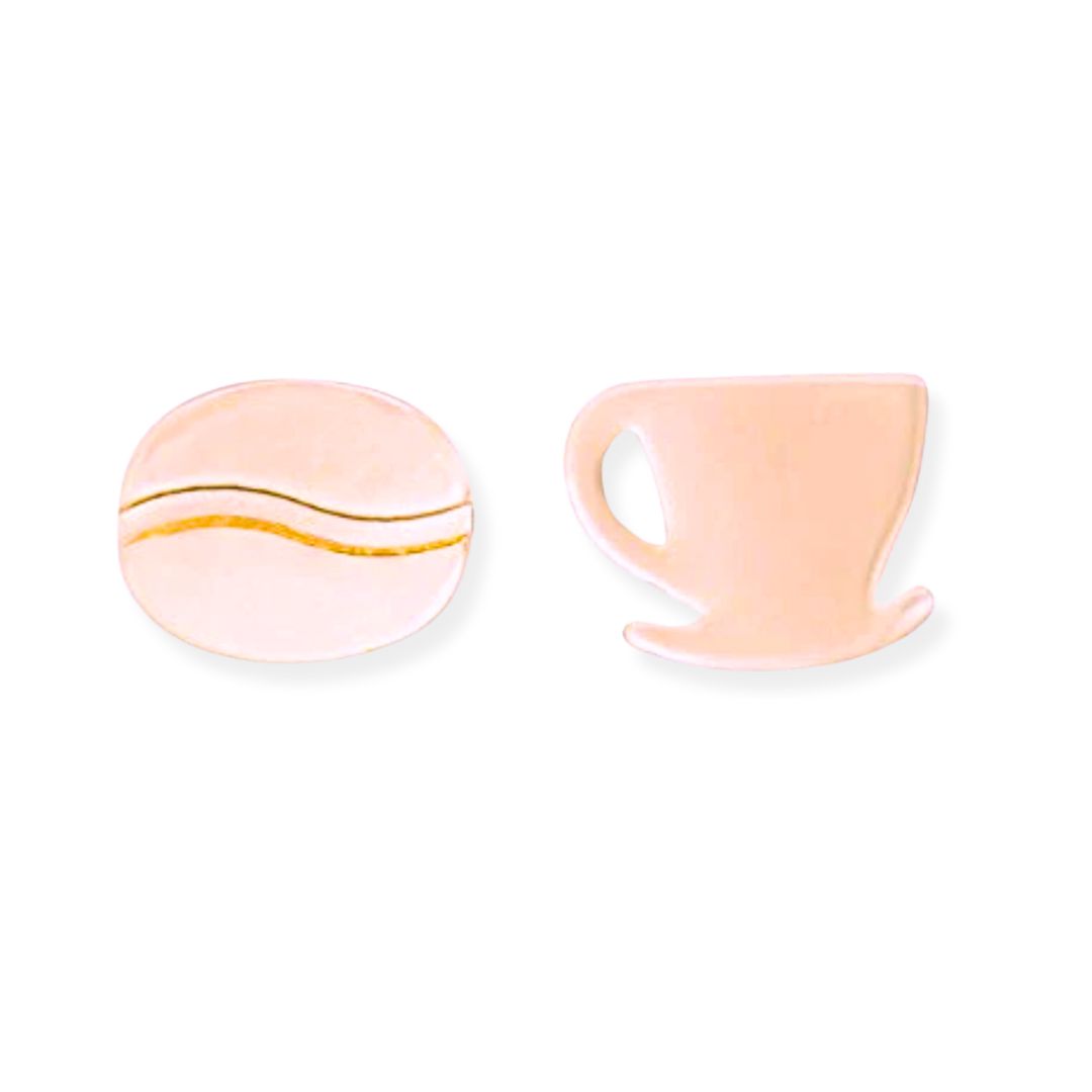Coffee Cup & Bean Earrings in Rose Gold or Silver - Osadia Concept Store