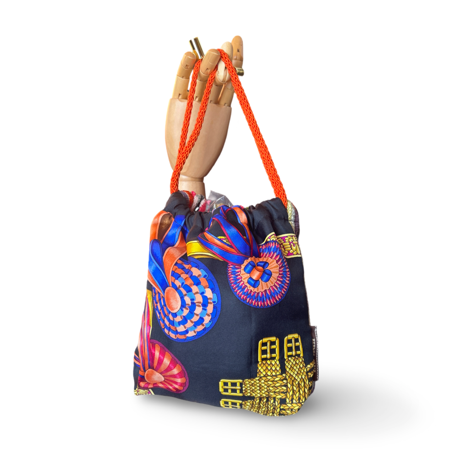 Rubans du Cheval Noir Vintage Scarf Drawstring Crossbody Bag