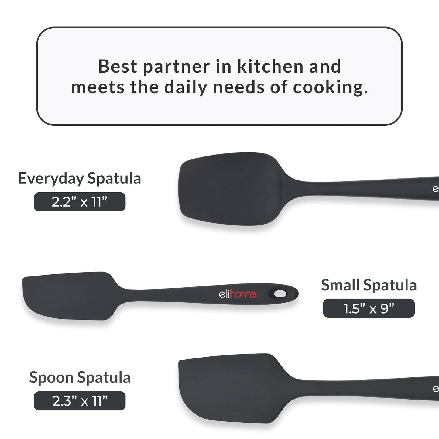 3 Piece Silicone Spatula Set - Black