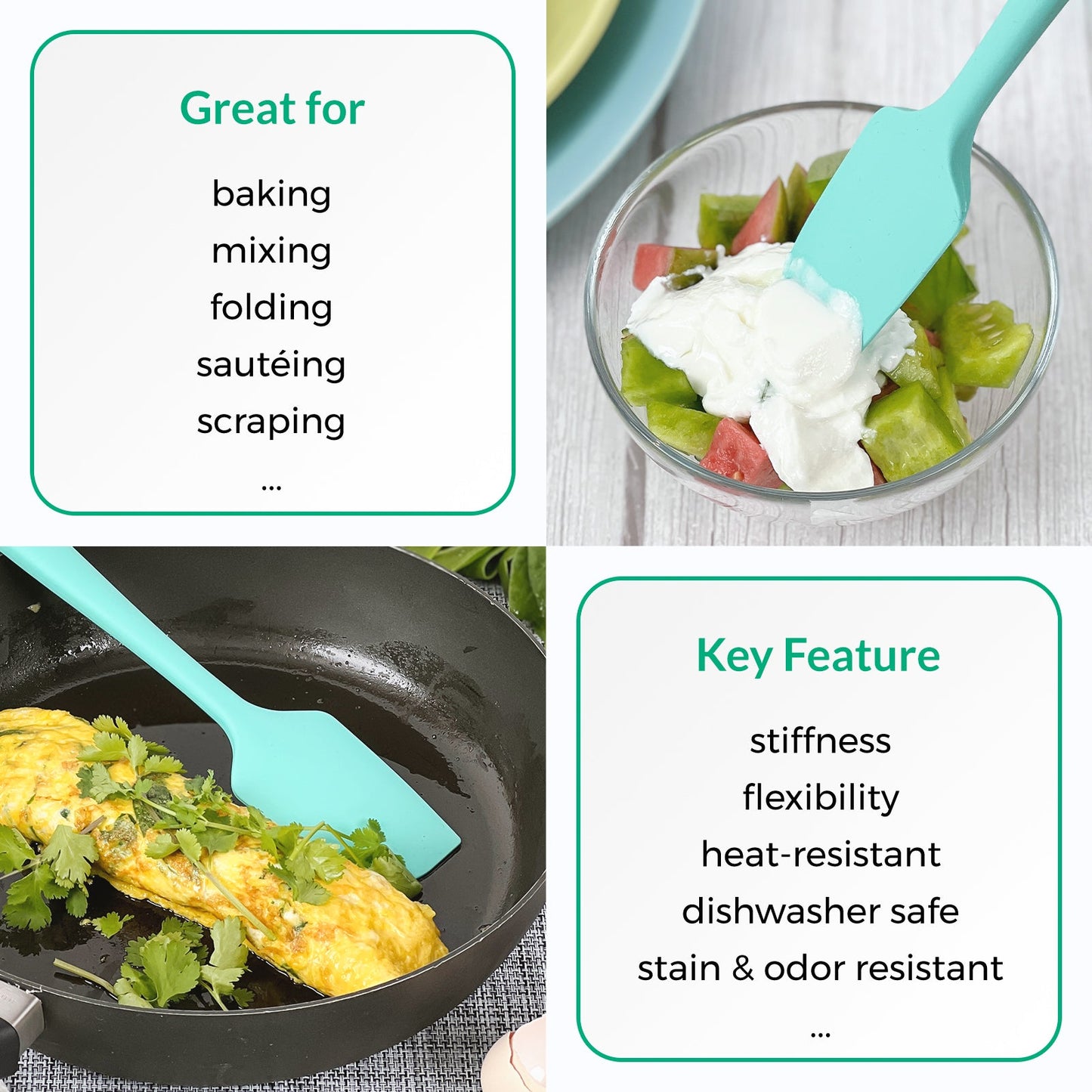 3 Piece Silicone Spatula Set - Tiffany Blue