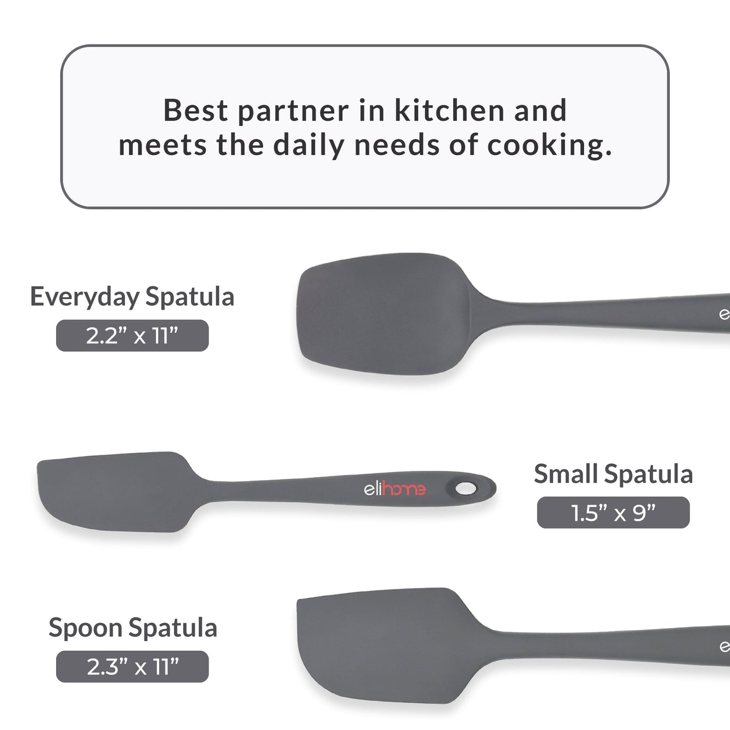 3 Piece Silicone Spatula Set - Grey
