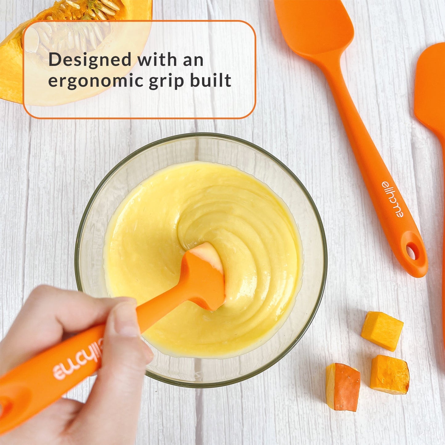 3 Piece Silicone Spatula Set - Orange