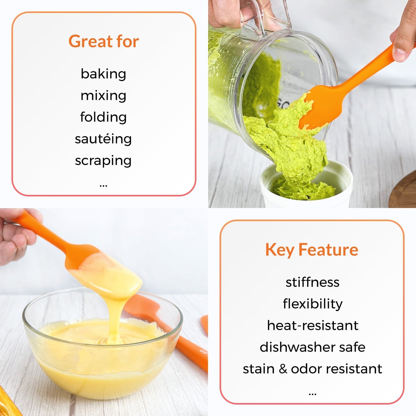 3 Piece Silicone Spatula Set - Orange