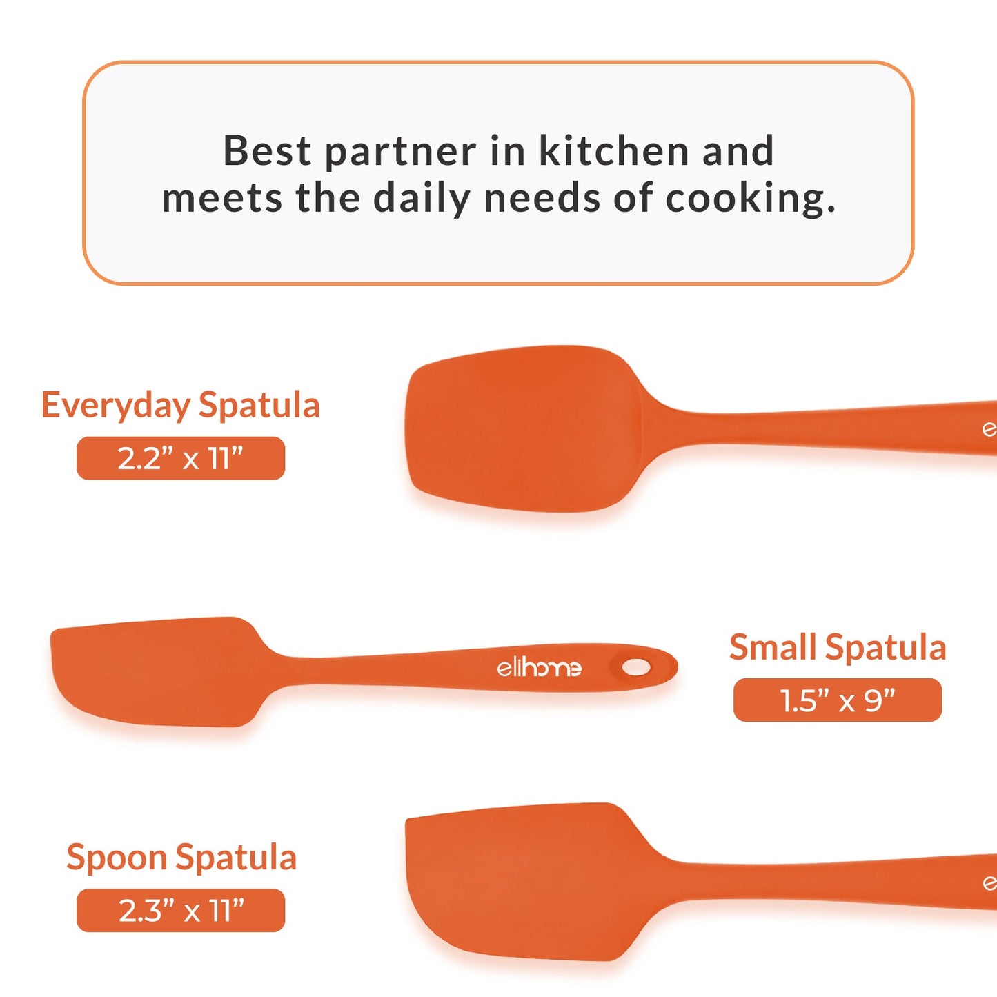3 Piece Silicone Spatula Set - Orange