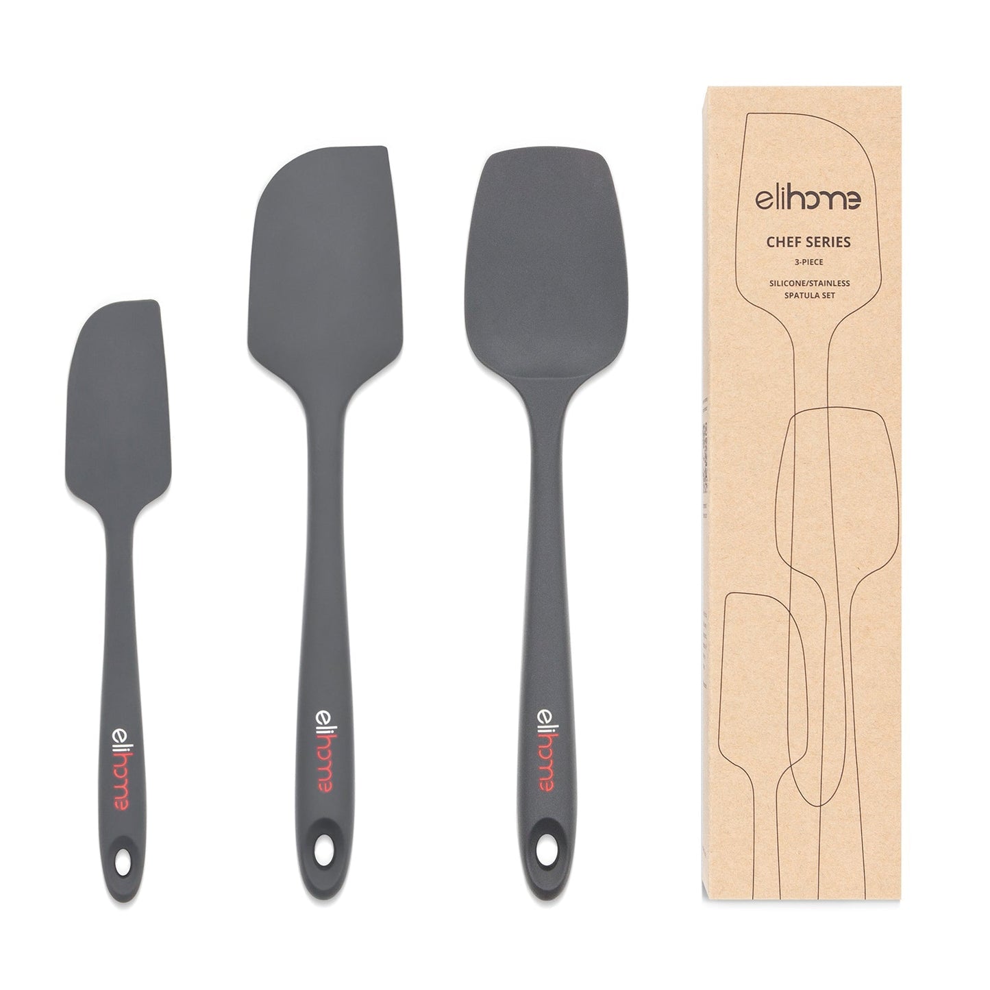 3 Piece Silicone Spatula Set - Grey
